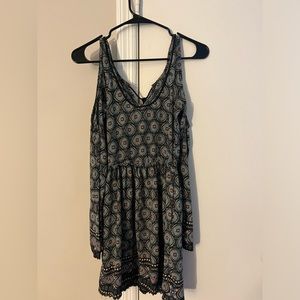 Long sleeve, free shoulder, mini dress